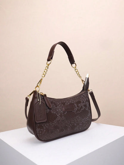 1pc Solid Color PU Leather Shoulder Bag For Women, Versatile Crossbody Bag For Commuting, Adjustable Shoulder Strap