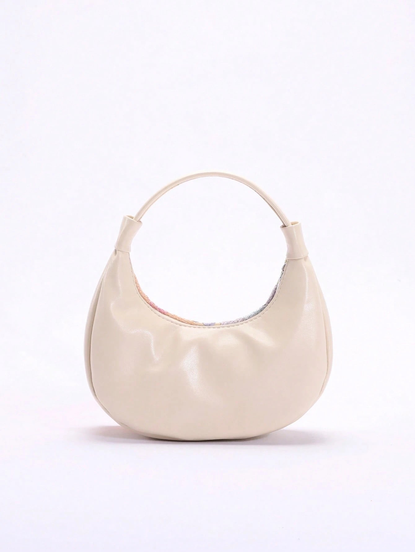 2024 Spring New Arrival Women Handbag, One Piece Of Solid Color Pearl Glossy PU Cloud Bag, Fashionable And Concise Stitching Design With Elegant Elegant For Lady, Foldable And Wrinkled Bag Style.