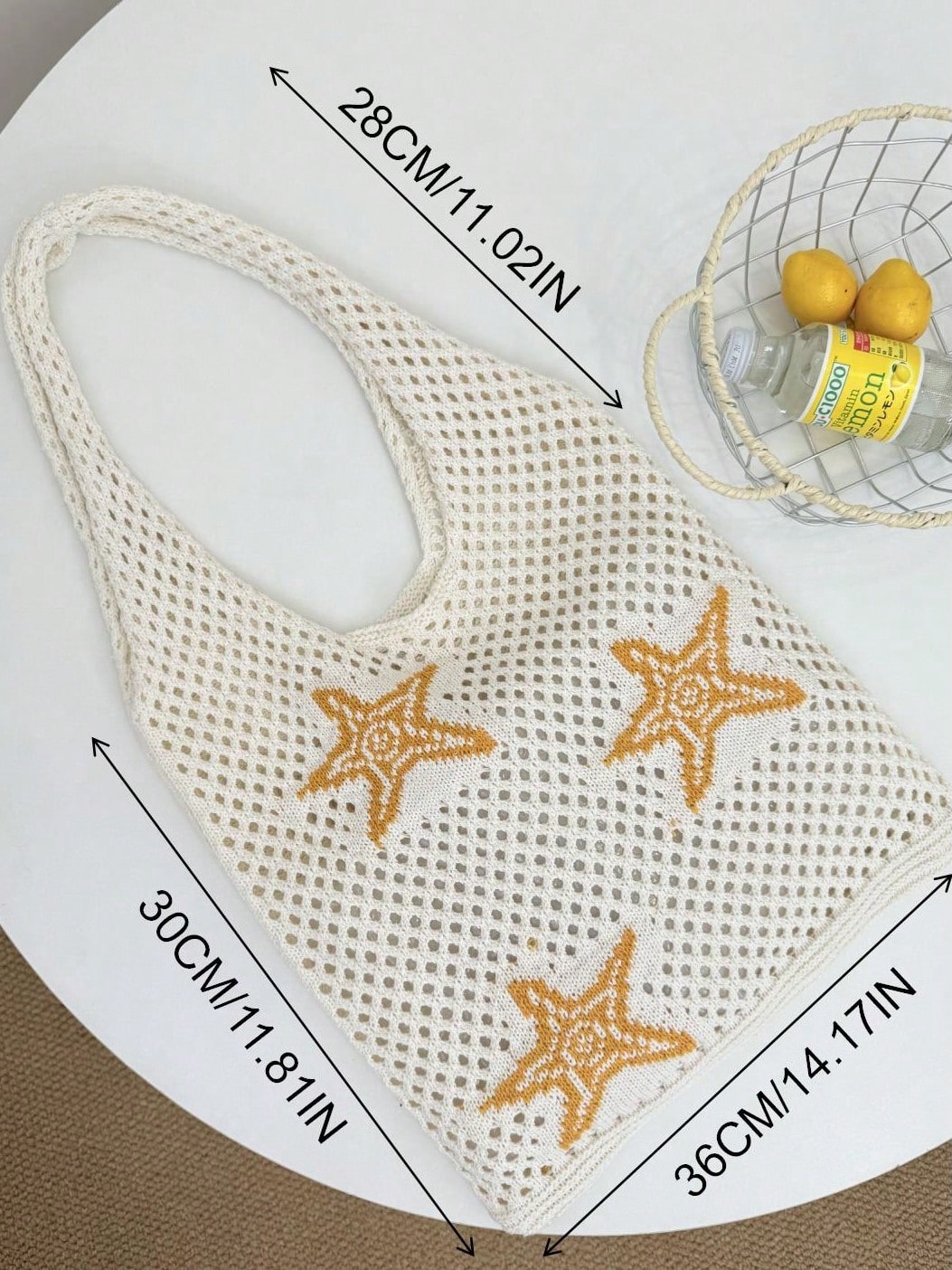 Summer New Style Lady Daily Use Lightweight Tote Bags Sea Turtle Pattern Hollowed Out Knitted Crochet Beach Shopping Bags,Summer Bag,Holiday,Vacation, Perfectly Matching With Crochet Set