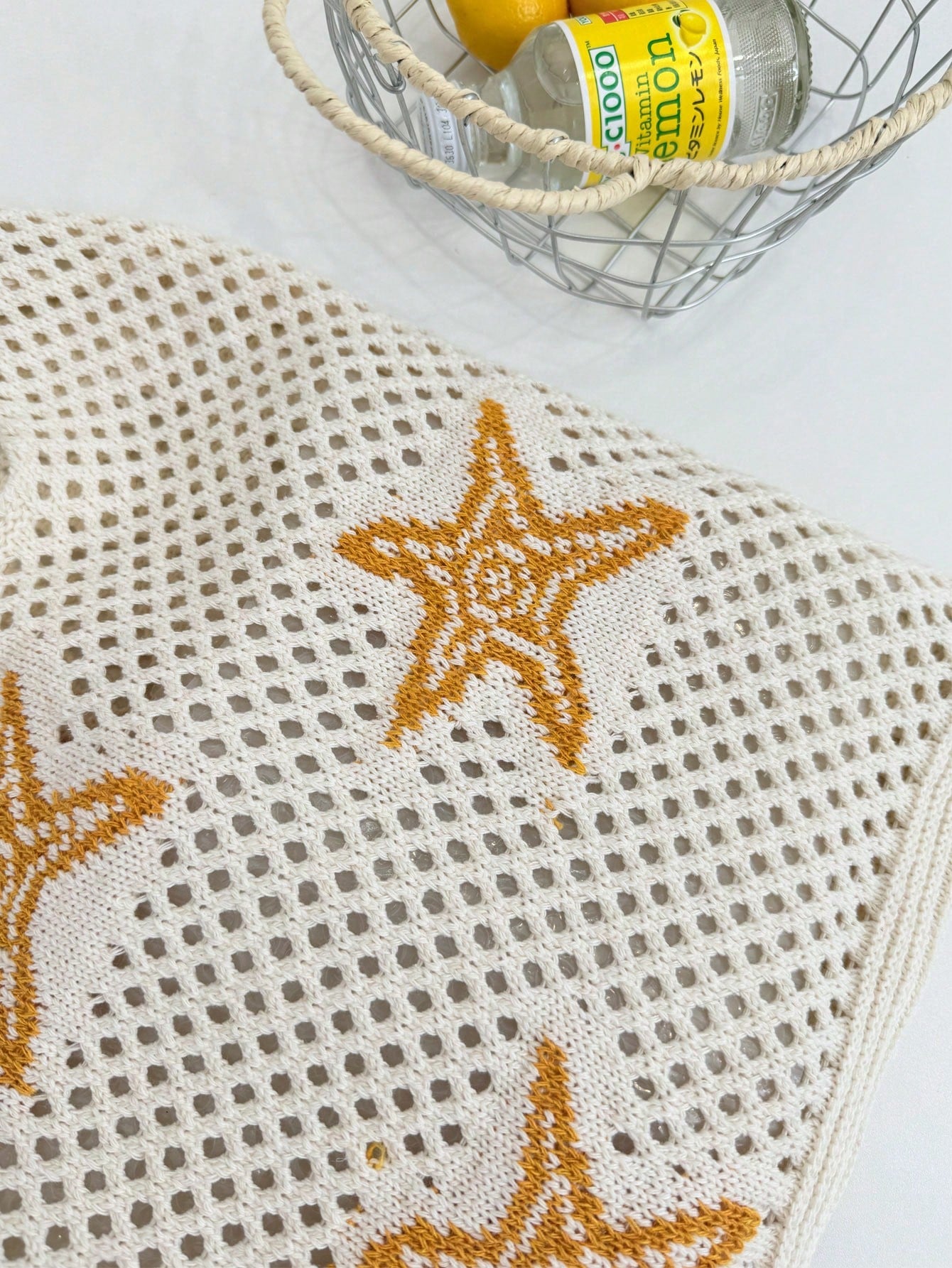 Summer New Style Lady Daily Use Lightweight Tote Bags Sea Turtle Pattern Hollowed Out Knitted Crochet Beach Shopping Bags,Summer Bag,Holiday,Vacation, Perfectly Matching With Crochet Set