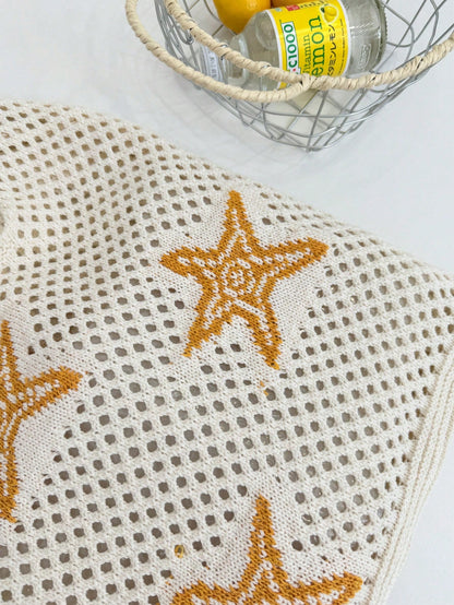 Summer New Style Lady Daily Use Lightweight Tote Bags Sea Turtle Pattern Hollowed Out Knitted Crochet Beach Shopping Bags,Summer Bag,Holiday,Vacation, Perfectly Matching With Crochet Set