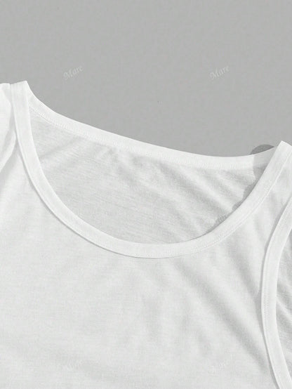 Vintage Western Style Women Tank Top With Slogan Print, Summer