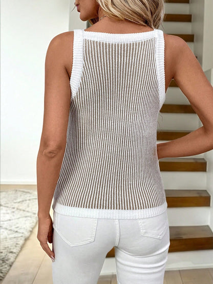 Easowa Women Striped Casual Knitted Camisole Top For Autumn/Winter