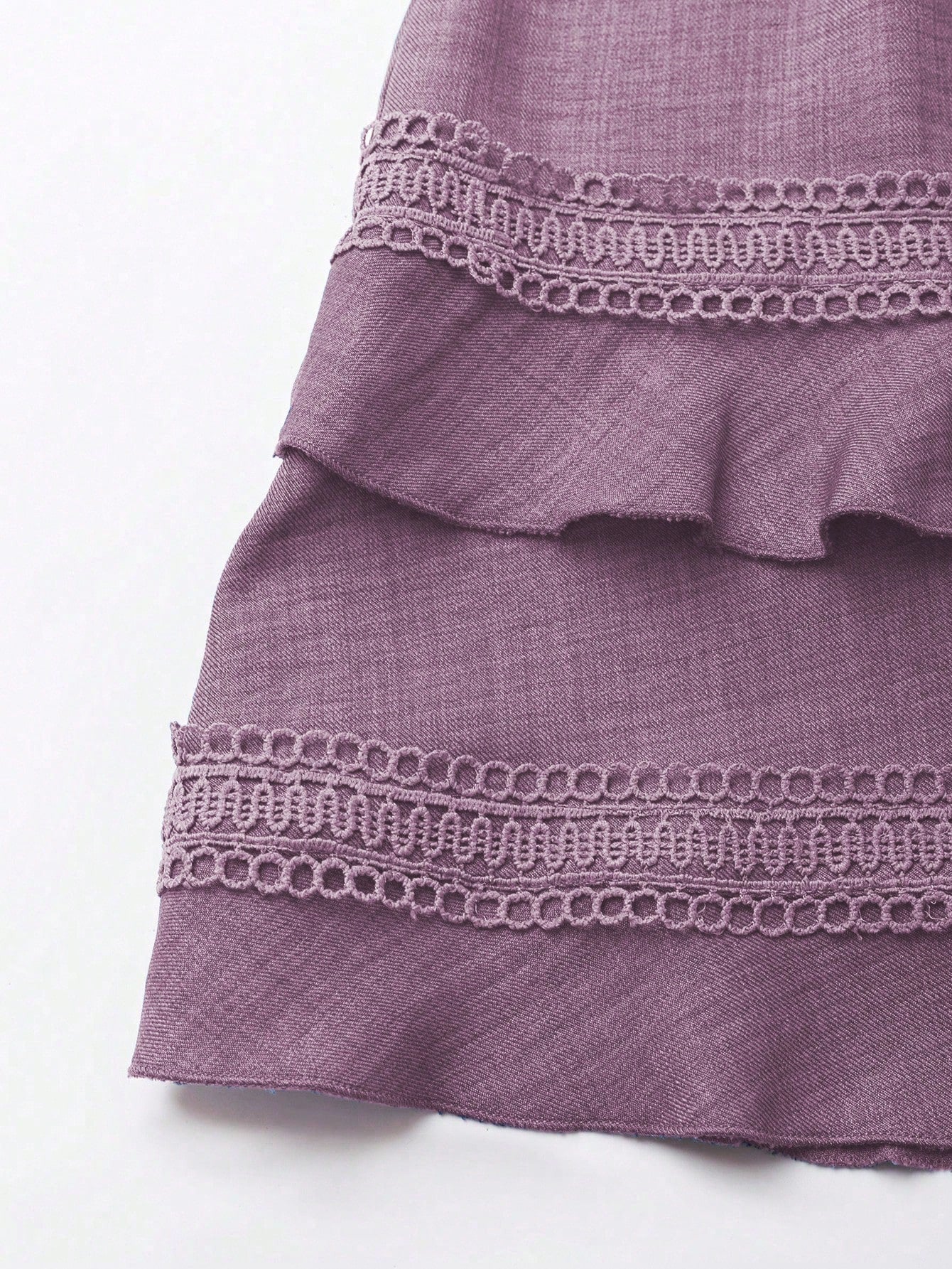 SHEIN Clasi Women's Solid Color Lace Trim Puff Sleeve Mini Dress, Summer