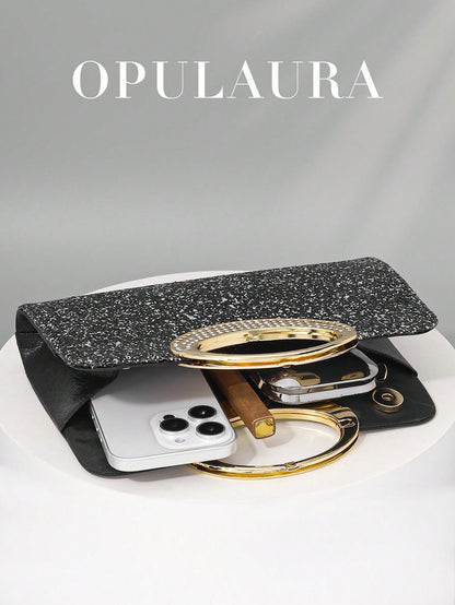 OpulAura Women's Fashion Sparkling Crystal Rhinestone Evening Clutch Bag, Glitzy Luxury Diamond Studded Formal Dress Purse, Suitable For Gala, Party, Birthday, Wedding, As Birthday Gift