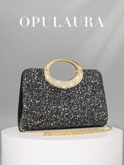 OpulAura Women's Fashion Sparkling Crystal Rhinestone Evening Clutch Bag, Glitzy Luxury Diamond Studded Formal Dress Purse, Suitable For Gala, Party, Birthday, Wedding, As Birthday Gift