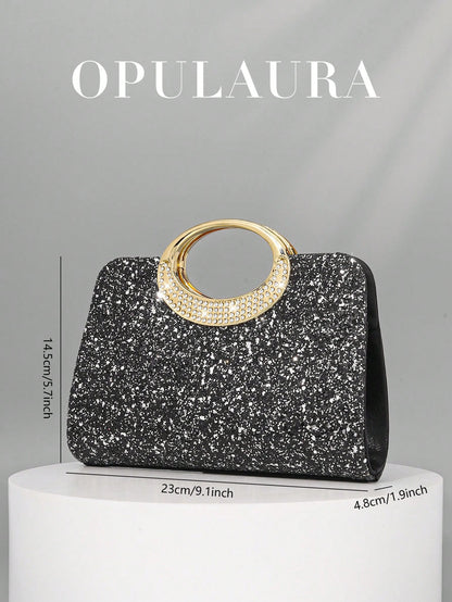 OpulAura Women's Fashion Sparkling Crystal Rhinestone Evening Clutch Bag, Glitzy Luxury Diamond Studded Formal Dress Purse, Suitable For Gala, Party, Birthday, Wedding, As Birthday Gift
