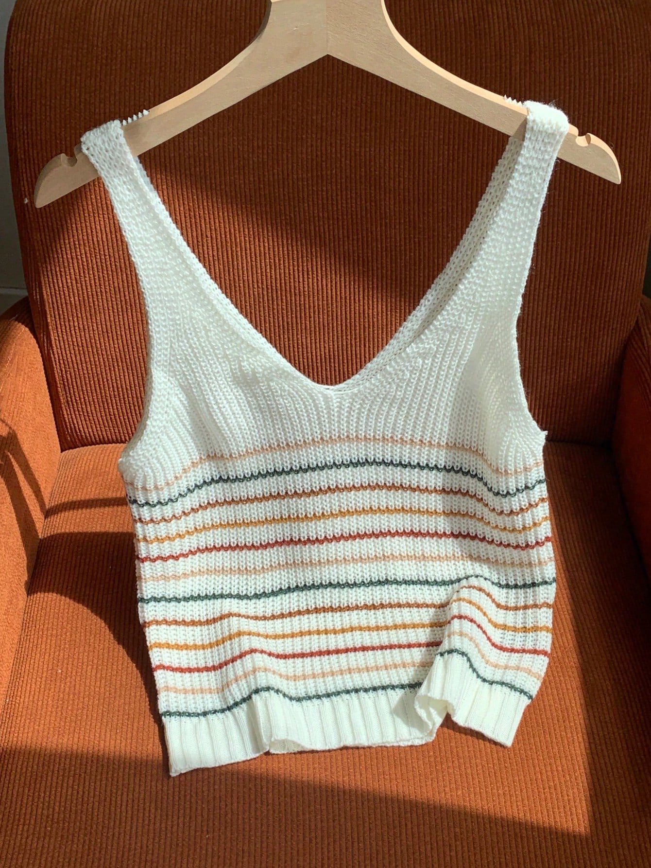 Comfortcana Striped Pattern Knit Top