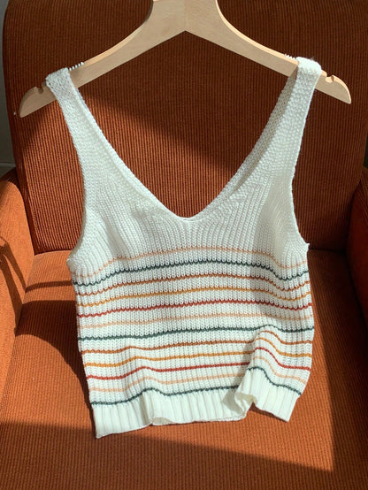 Comfortcana Striped Pattern Knit Top