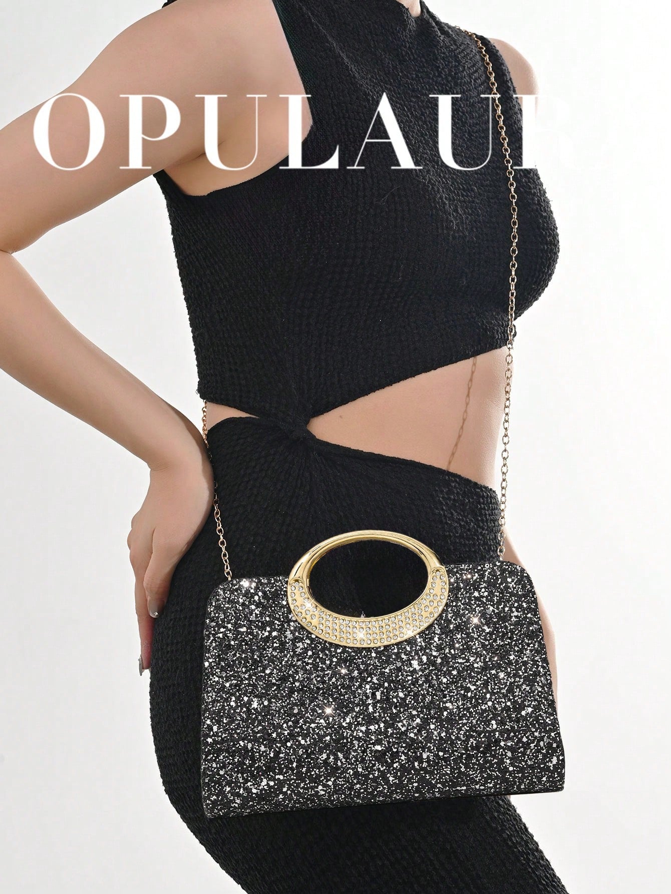 OpulAura Women's Fashion Sparkling Crystal Rhinestone Evening Clutch Bag, Glitzy Luxury Diamond Studded Formal Dress Purse, Suitable For Gala, Party, Birthday, Wedding, As Birthday Gift