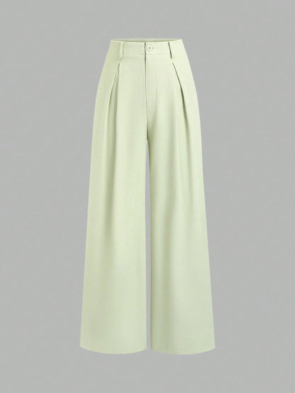 Sweetra Vintage Elegant Jacquard Pleated Wide-Leg Pants For Women, Autumn/Winter Fall Cloth For Women