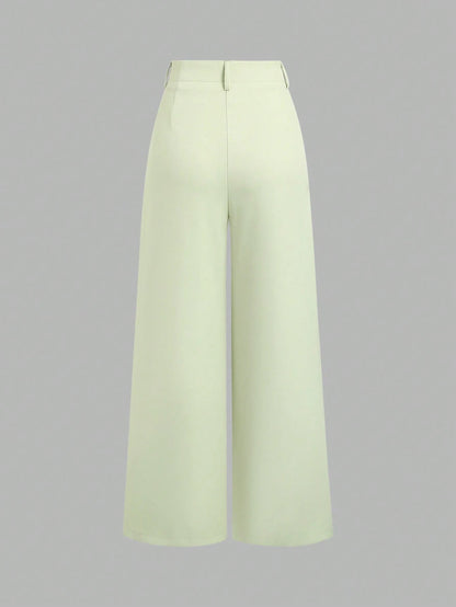 Sweetra Vintage Elegant Jacquard Pleated Wide-Leg Pants For Women, Autumn/Winter Fall Cloth For Women