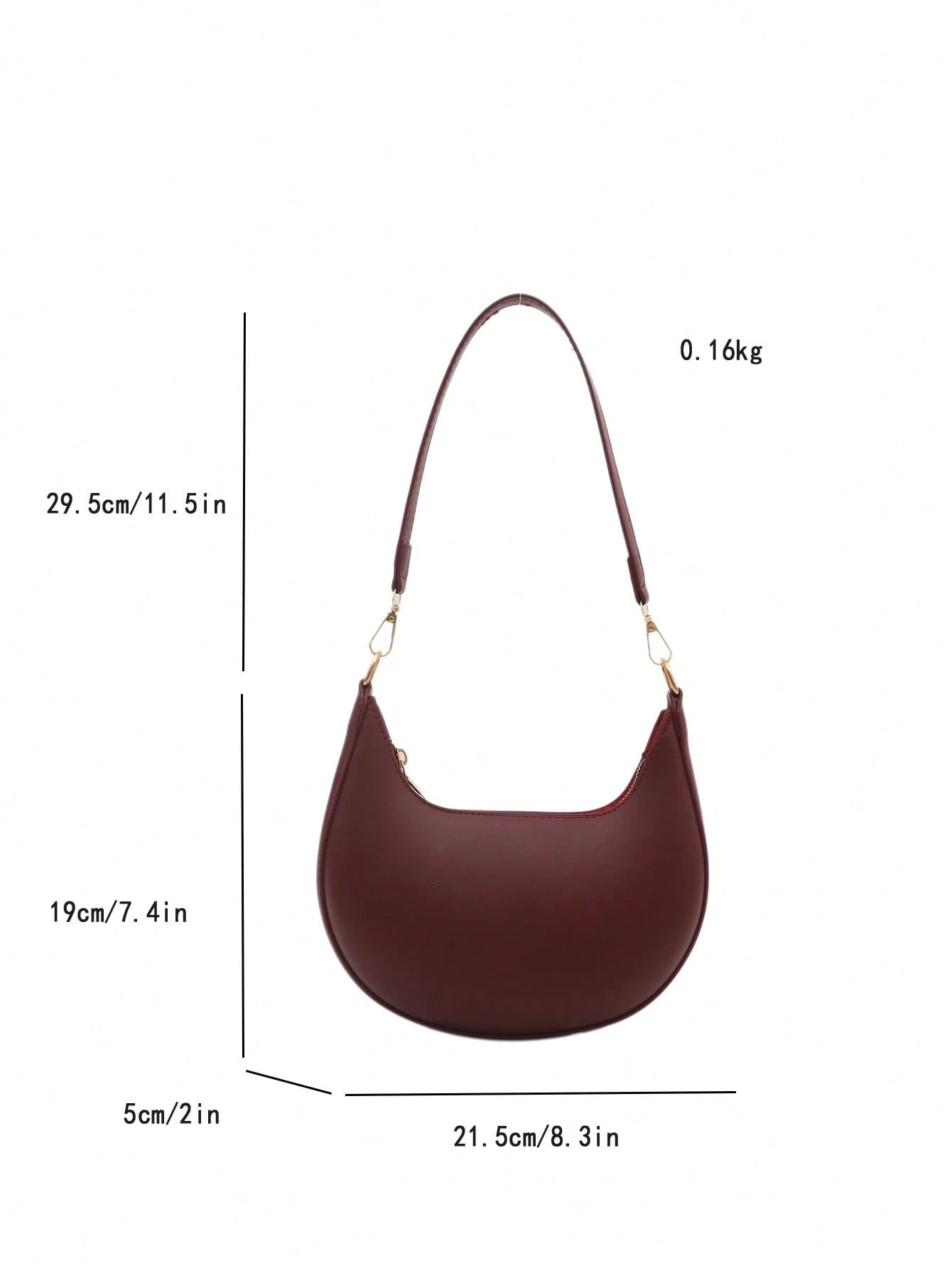 1pc Coffee Brown Crescent-Shaped PU Leather Shoulder Bag, Fashion Simple Solid Color Women Underarm Bag, Autumn/Winter