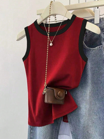 SHEIN Women's Contrast Binding Red Camisole Top