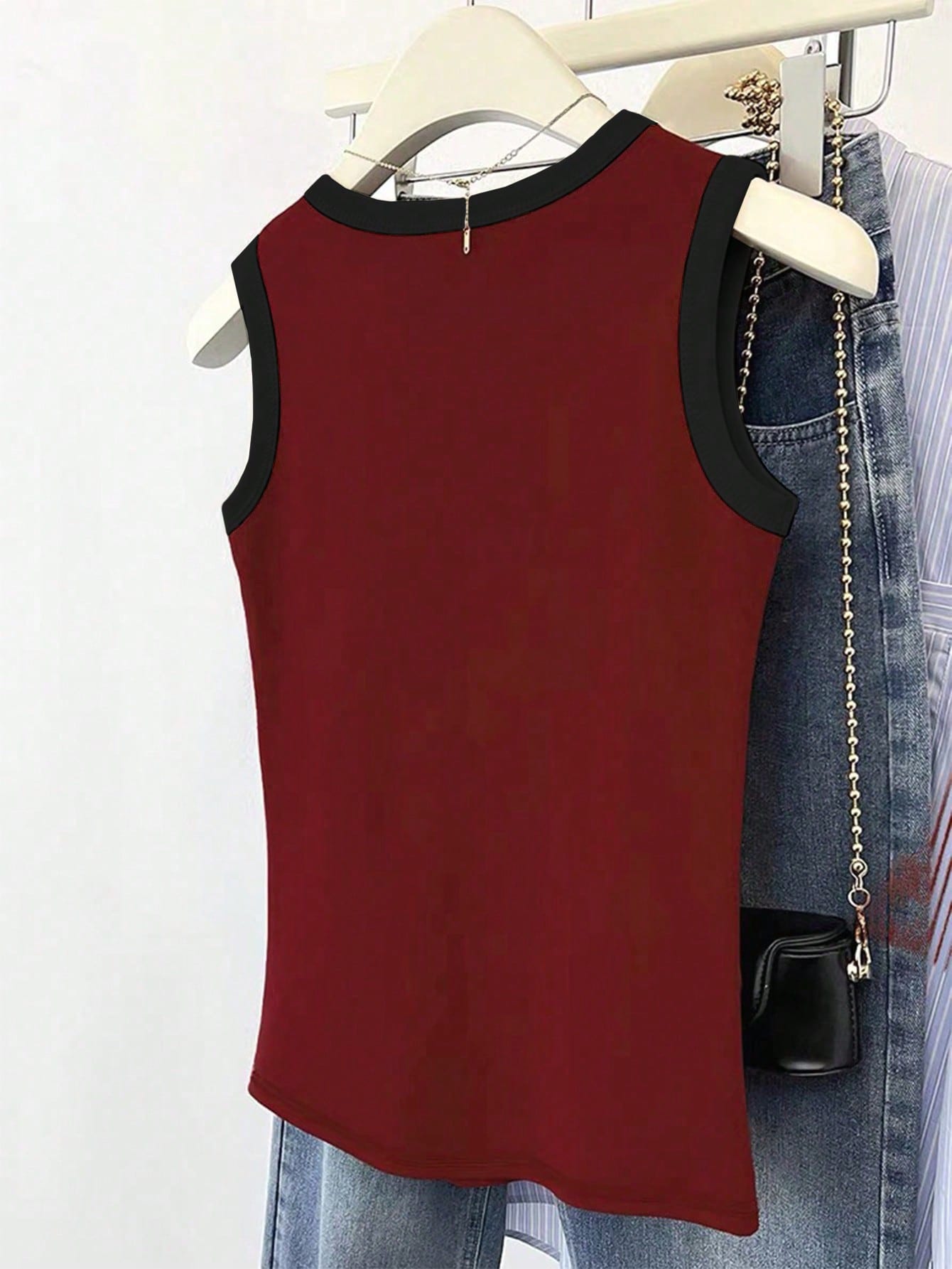 SHEIN Women's Contrast Binding Red Camisole Top