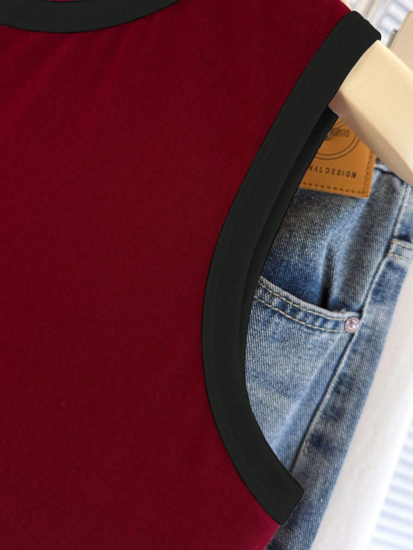 SHEIN Women's Contrast Binding Red Camisole Top