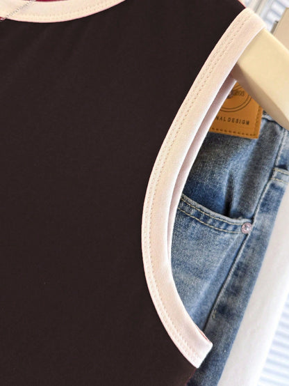 SHEIN Women's Contrast Binding Red Camisole Top