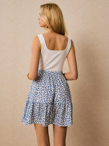 SHEIN Frenchy Summer Vacation Ladies' Floral Pattern Sleeveless A Line Waist-Cinching Dress