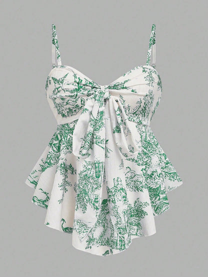 GlowEve Women's Textured Print Fitted Camisole, Elegant For Vacation, Commute, And Daily Wear