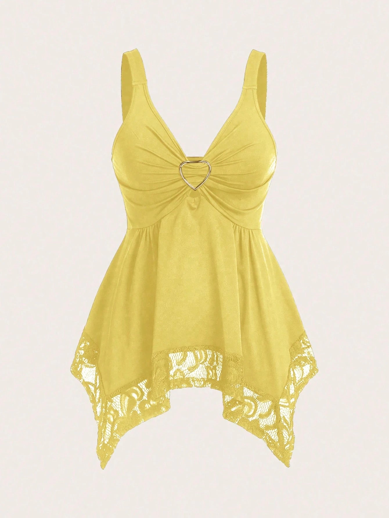 Sweetra Women Lace Decorated Heart Shaped And Floral Splicing Tank Top Y2K Outfit