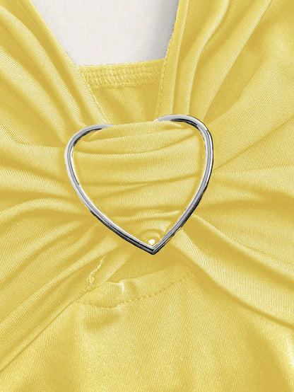 Sweetra Women Lace Decorated Heart Shaped And Floral Splicing Tank Top Y2K Outfit