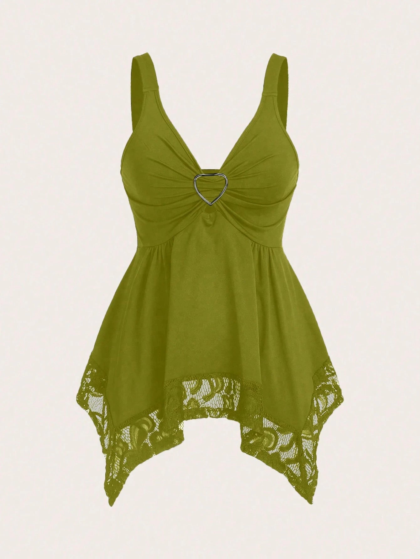 Sweetra Women Lace Decorated Heart Shaped And Floral Splicing Tank Top Y2K Outfit