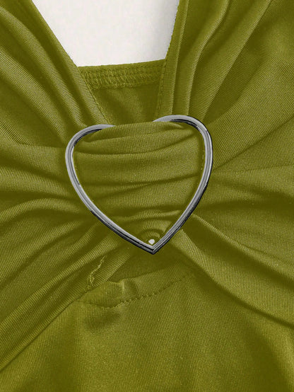 Sweetra Women Lace Decorated Heart Shaped And Floral Splicing Tank Top Y2K Outfit