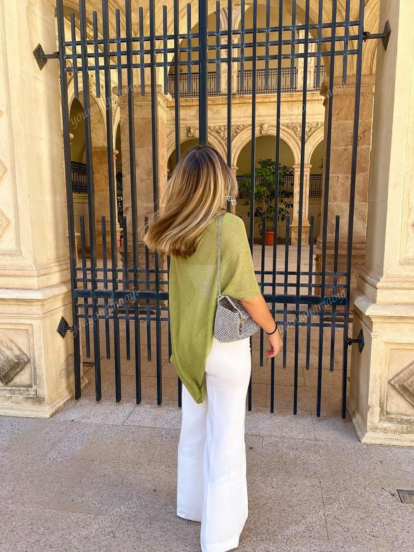 Fashionable & Elegant Loose Knit Cardigan Shawl, Women, Oversized Fit, Lightweight, Stylish, Suitable For Spring/Summer Everyday, Casual Travel, Beach