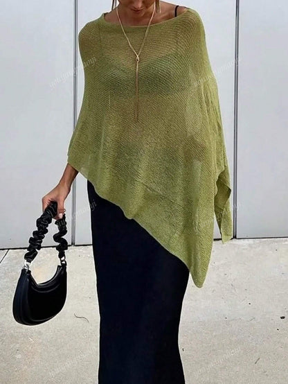 Fashionable & Elegant Loose Knit Cardigan Shawl, Women, Oversized Fit, Lightweight, Stylish, Suitable For Spring/Summer Everyday, Casual Travel, Beach