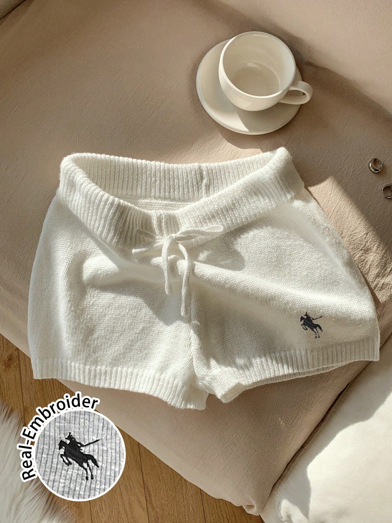 Comfortcana Women Casual Skinny Knit Pants, Versatile, Small Logo Embroidered