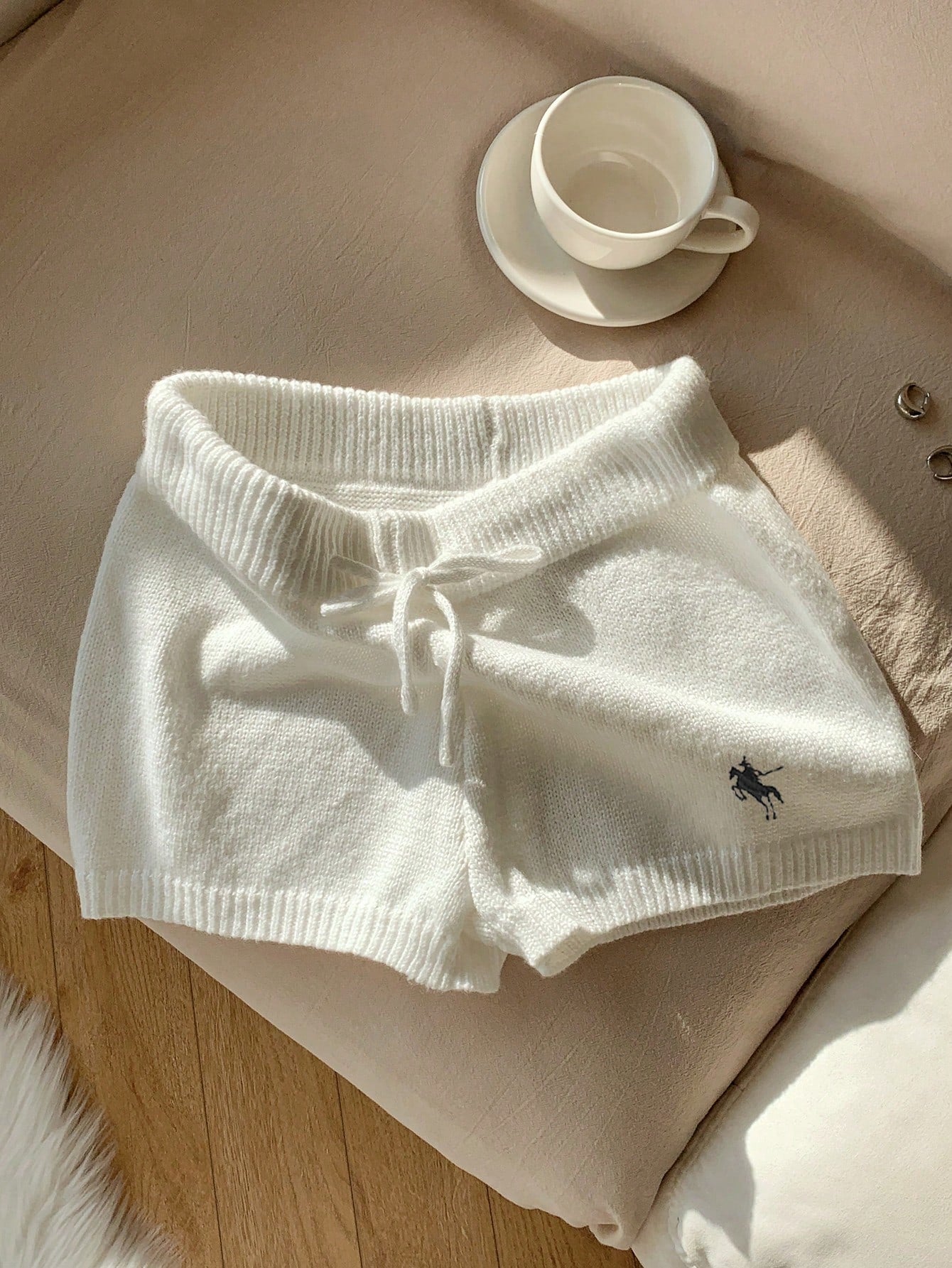 Comfortcana Women Casual Skinny Knit Pants, Versatile, Small Logo Embroidered