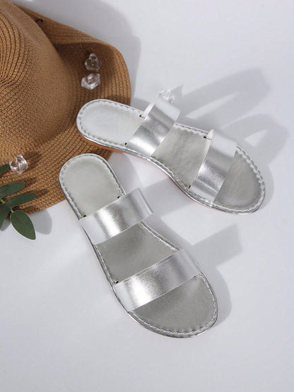 Women's Flat Fashion Casual Gold Beach Indoor Outdoor Party Leather Sandals