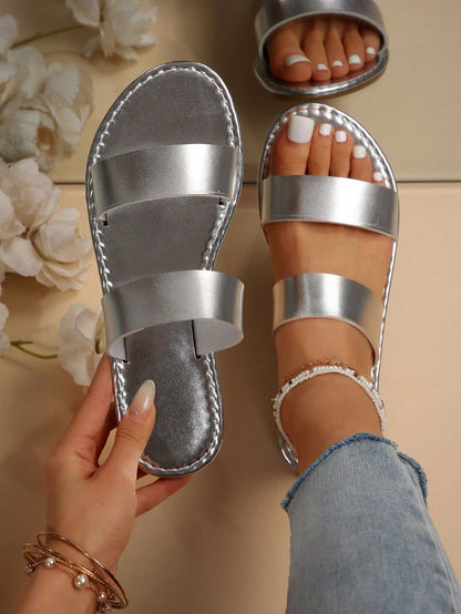 Women's Flat Fashion Casual Gold Beach Indoor Outdoor Party Leather Sandals