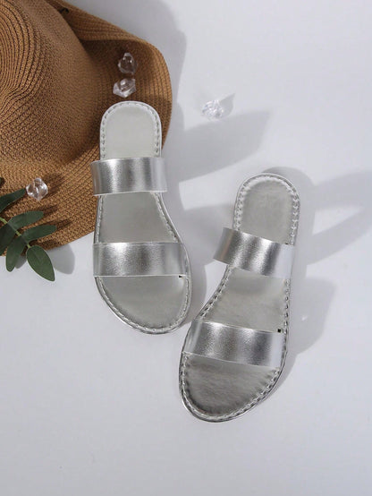 Women's Flat Fashion Casual Gold Beach Indoor Outdoor Party Leather Sandals