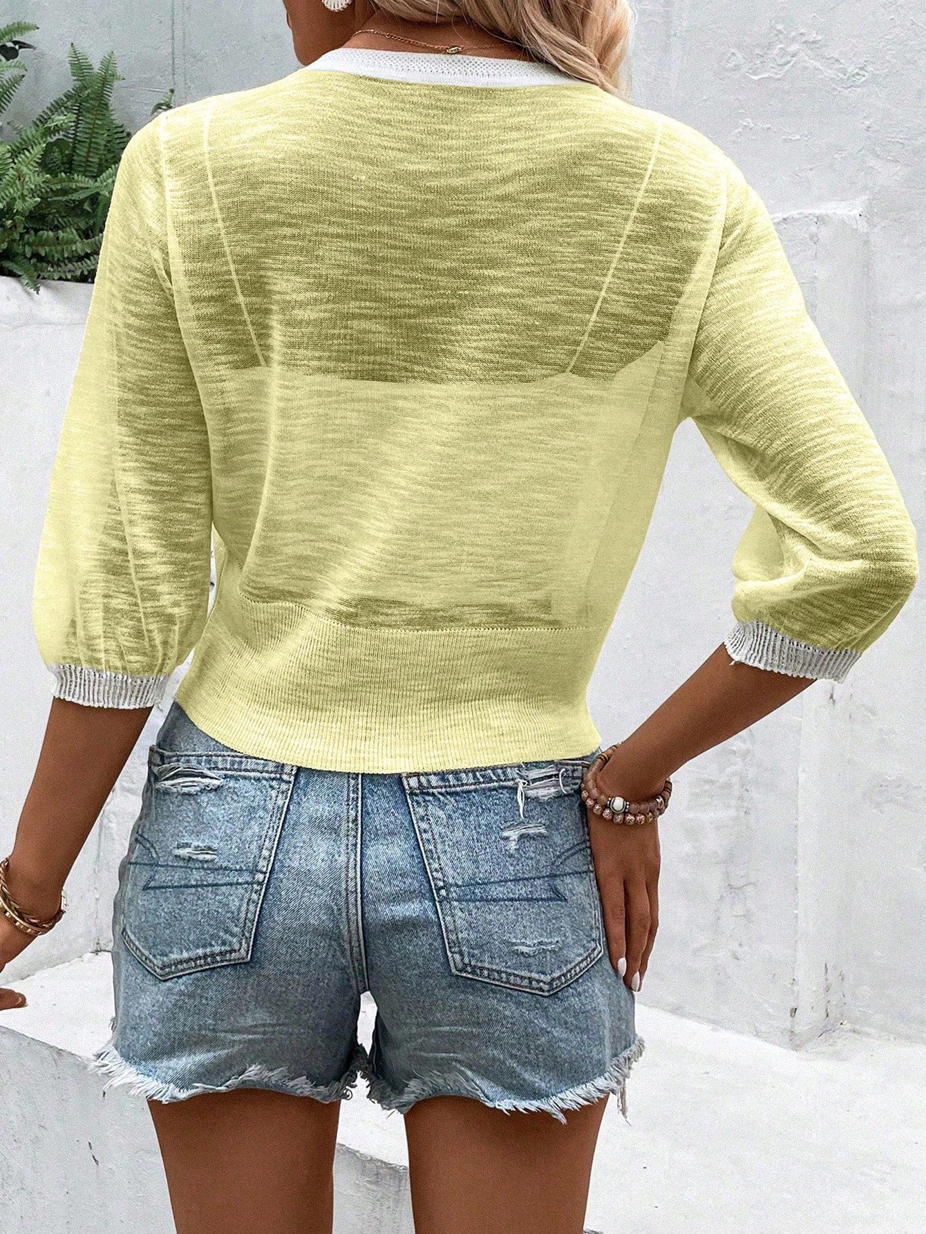 EMERY ROSE Breathable Sheer Short Sleeve Cardigan In Solid Color For Casual Or Beach Vacation