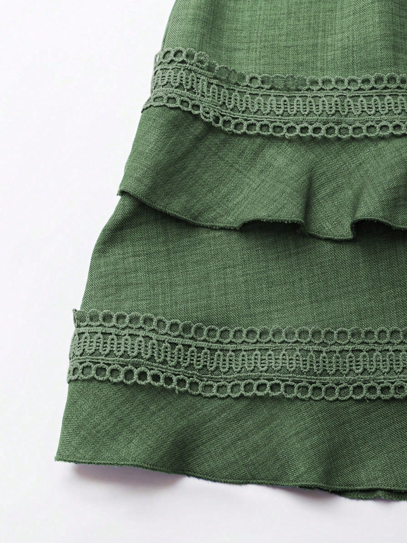 SHEIN Clasi Women's Solid Color Lace Trim Puff Sleeve Mini Dress, Summer