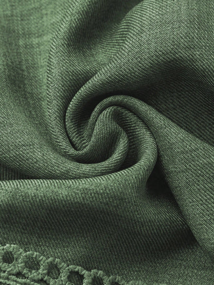 SHEIN Clasi Women's Solid Color Lace Trim Puff Sleeve Mini Dress, Summer