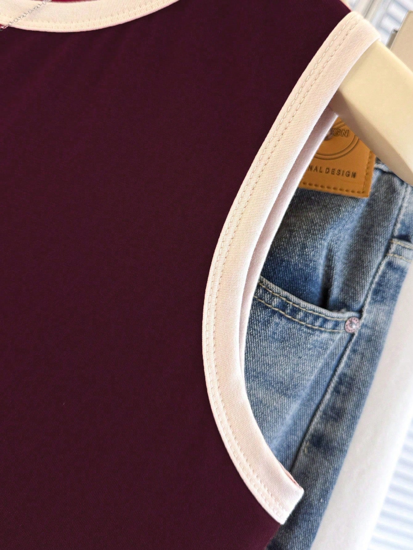 SHEIN Women's Contrast Binding Red Camisole Top