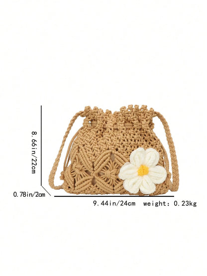 Handwoven Small Crossbody Bag For Women, New Woven Messenger Bag, Niche Beach Casual Shoulder Bag, Mini Square Envelope Bag, Crossbody Bag, Suitable For Beach Resort