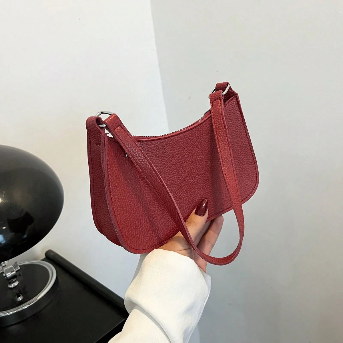 Solid Color Minimalist & Elegant Embossed Shoulder Bag
