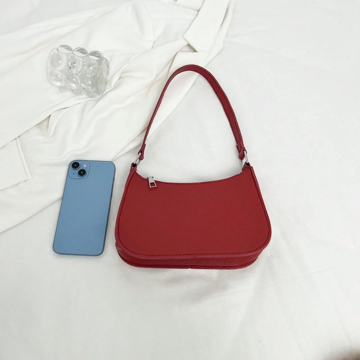 Solid Color Minimalist & Elegant Embossed Shoulder Bag