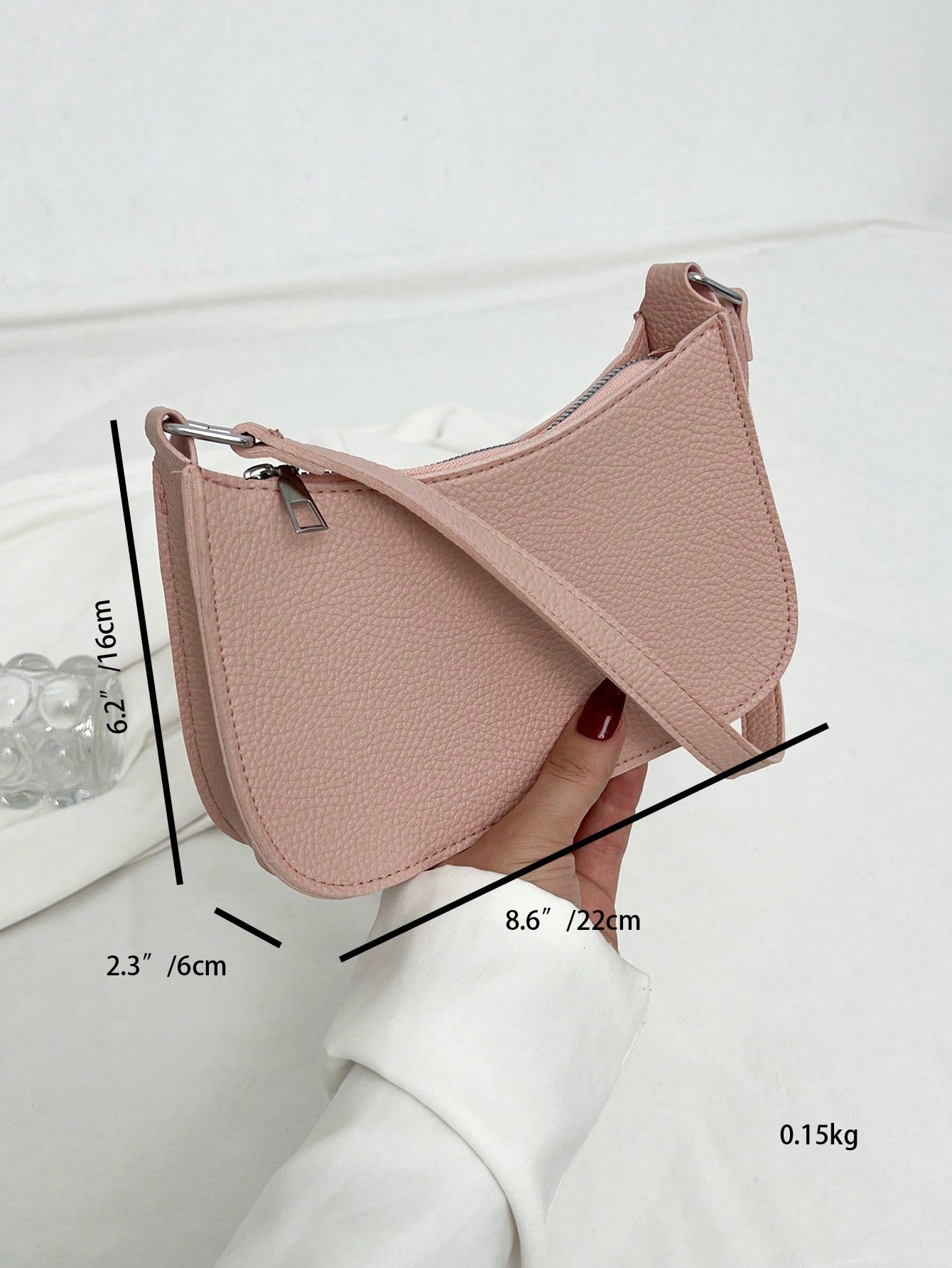 Solid Color Minimalist & Elegant Embossed Shoulder Bag