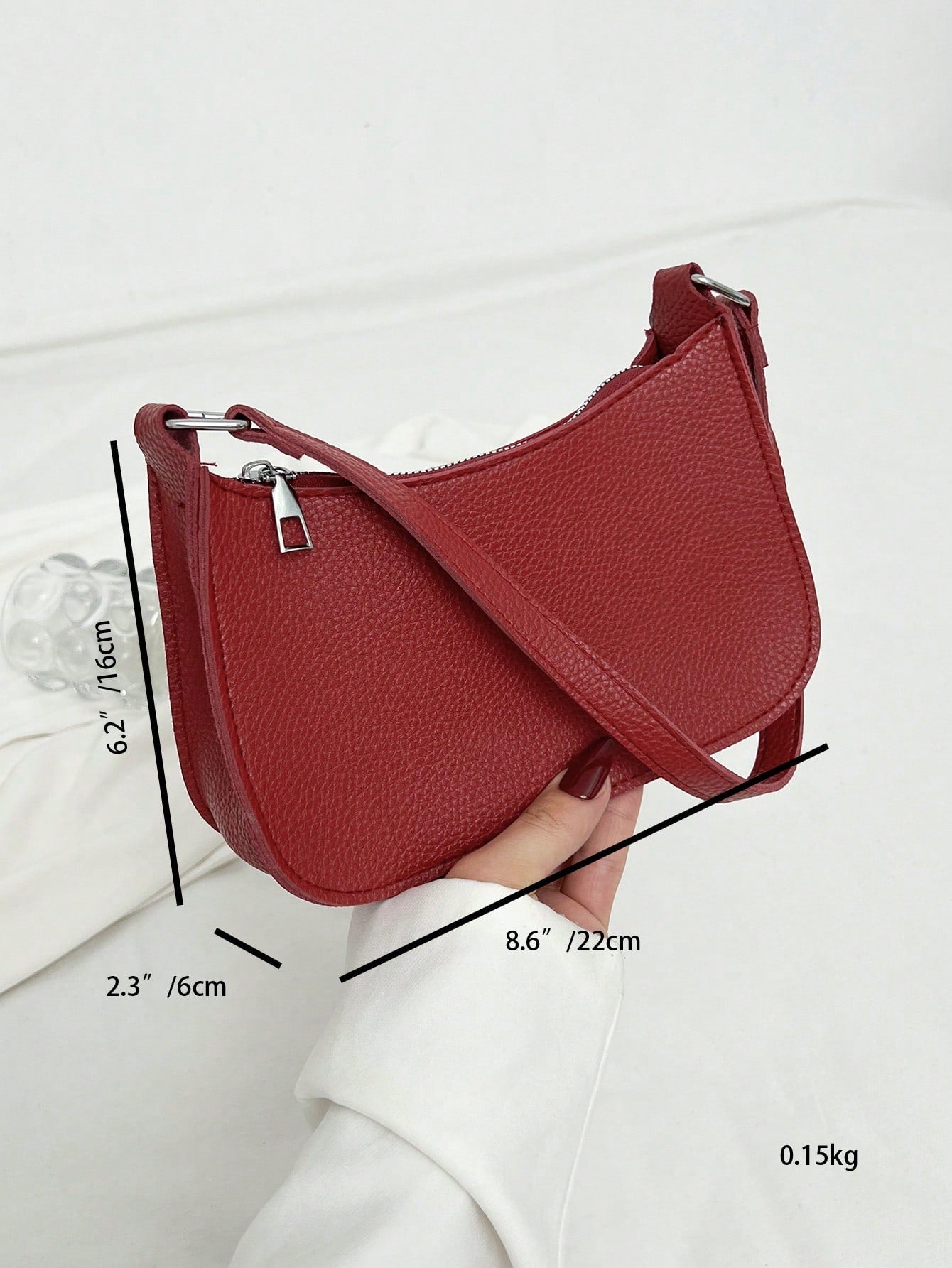 Solid Color Minimalist & Elegant Embossed Shoulder Bag