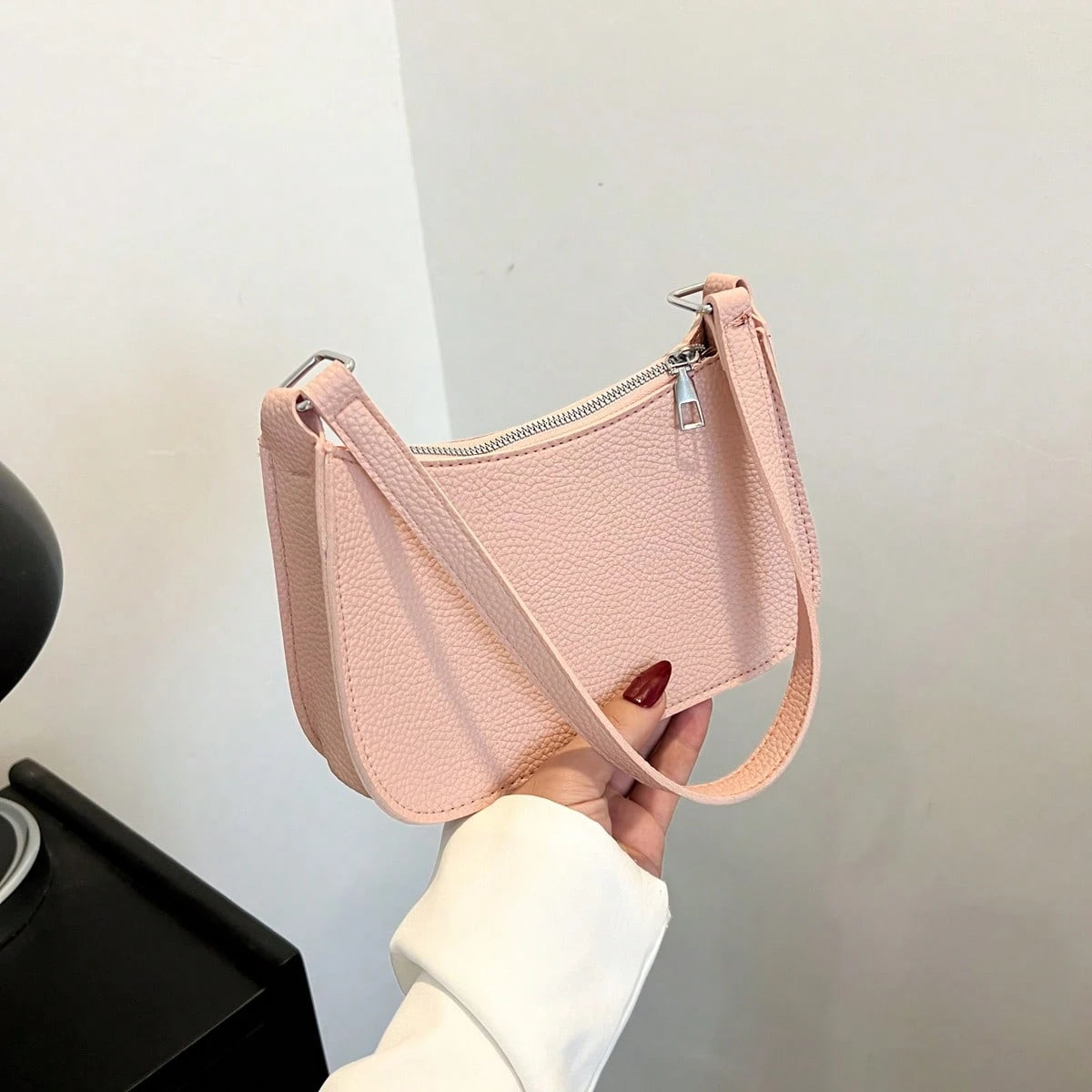 Solid Color Minimalist & Elegant Embossed Shoulder Bag