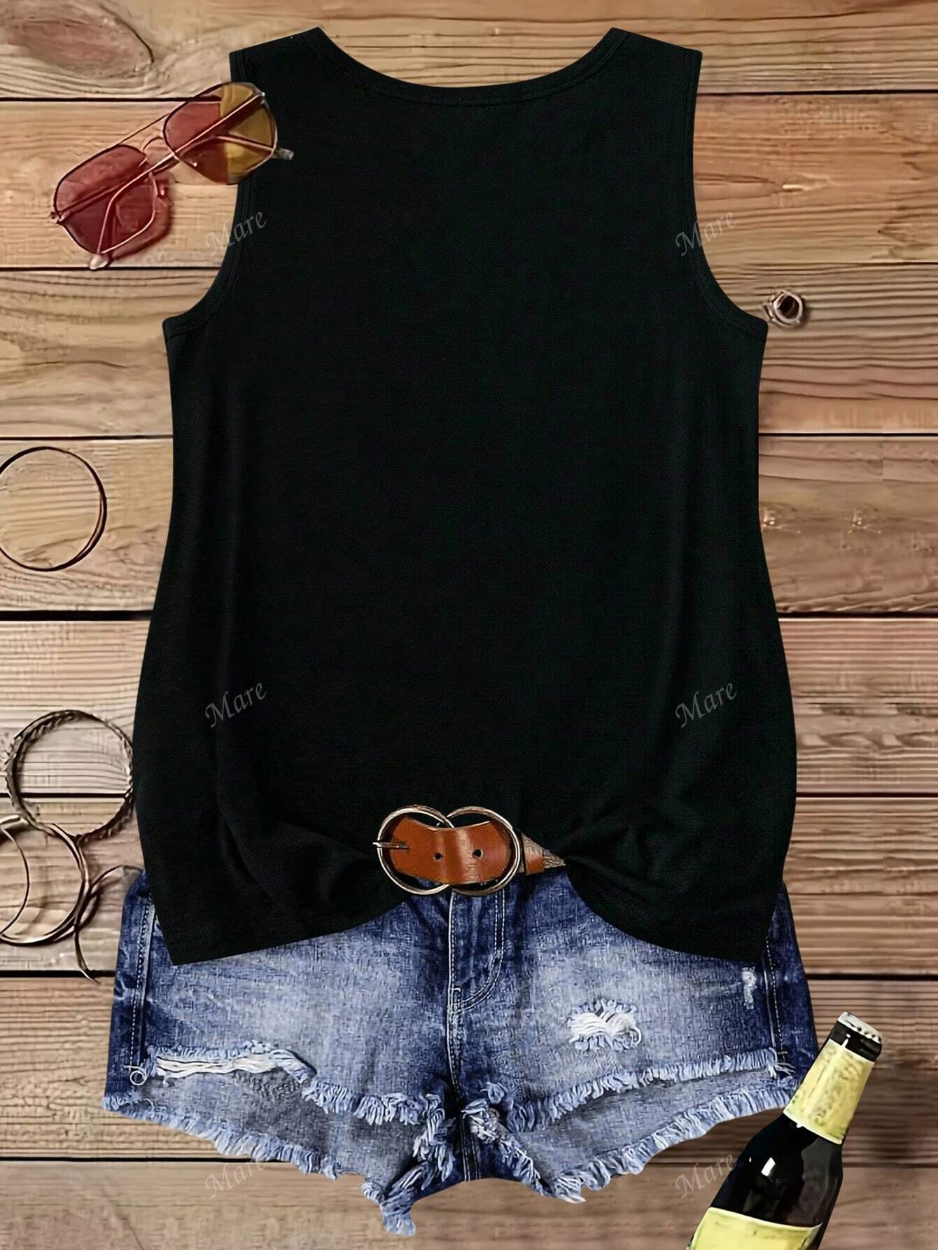Vintage Western Style Women Tank Top With Slogan Print, Summer