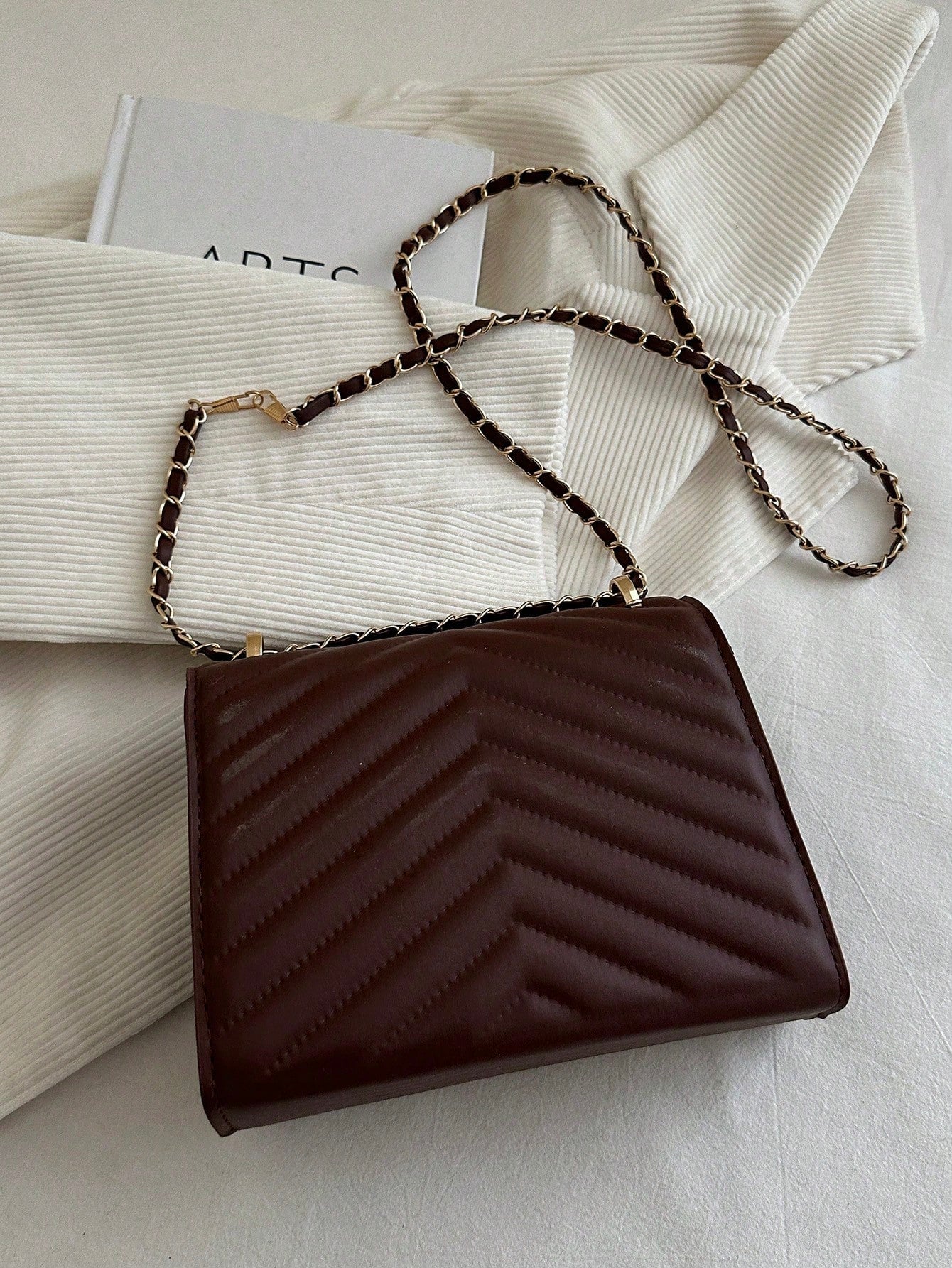 Mini Chevron Chain Flap Square Bag