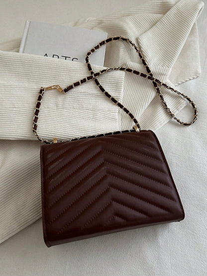 Mini Chevron Chain Flap Square Bag