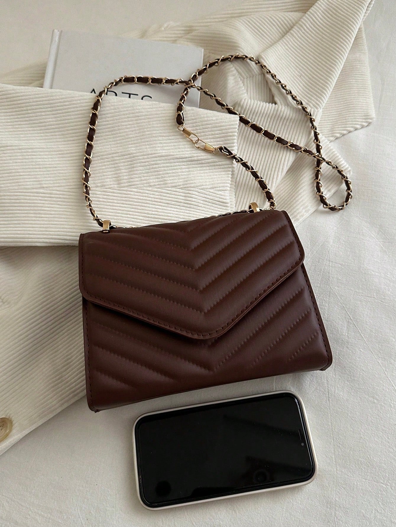 Mini Chevron Chain Flap Square Bag