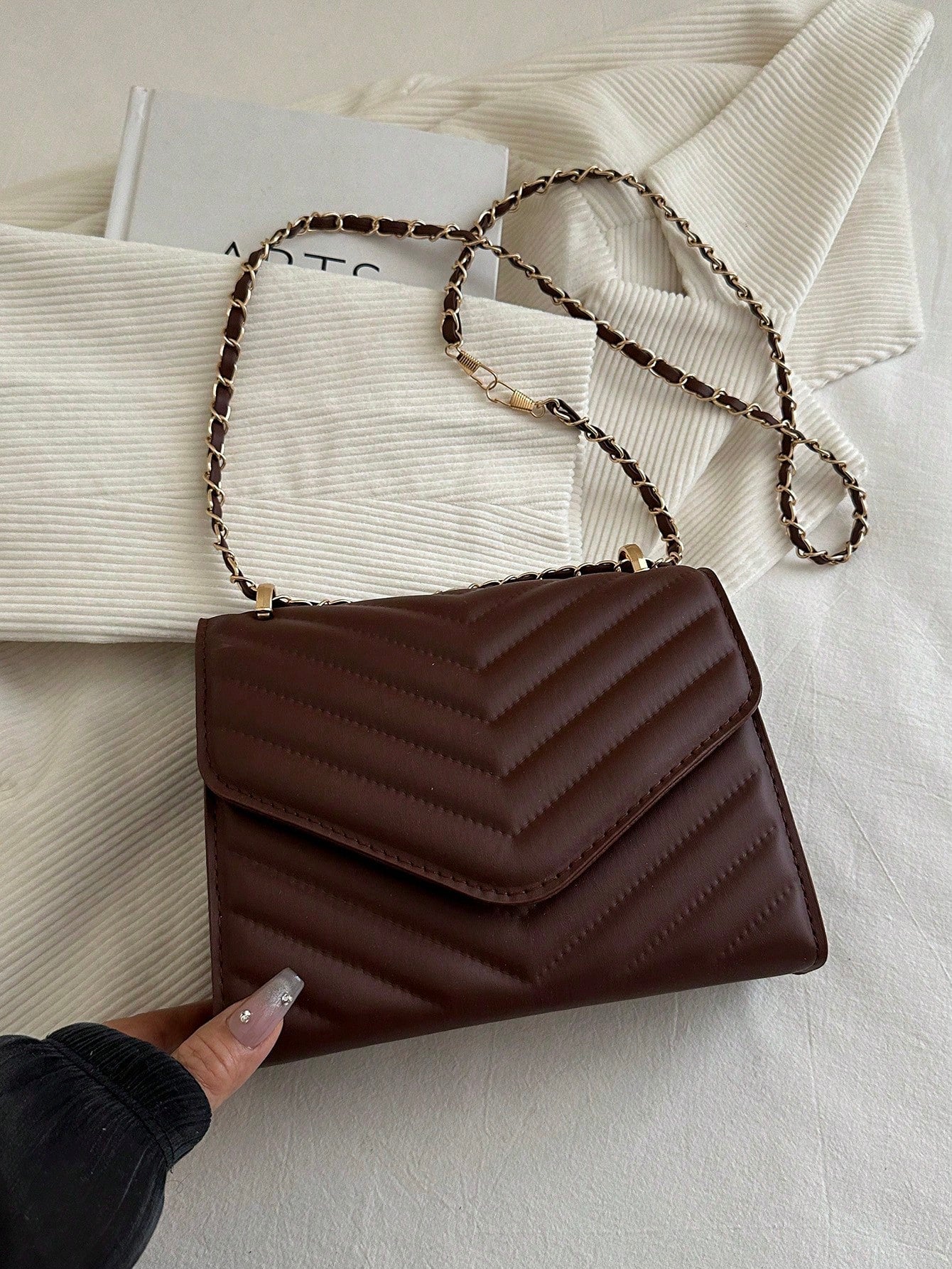 Mini Chevron Chain Flap Square Bag