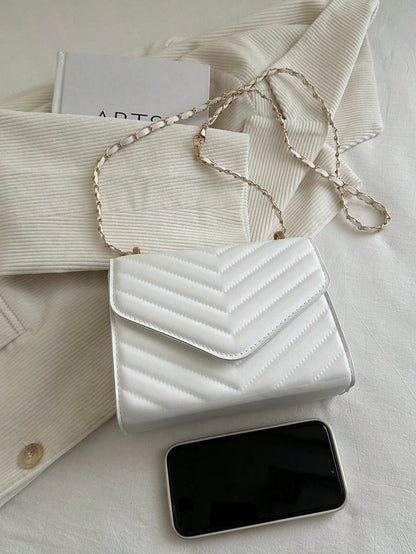 Mini Chevron Chain Flap Square Bag